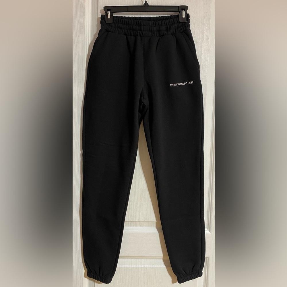 NWT My Boyfriends Closet Cotton Inner Jaw String Warm Black Sweatpants Size XS